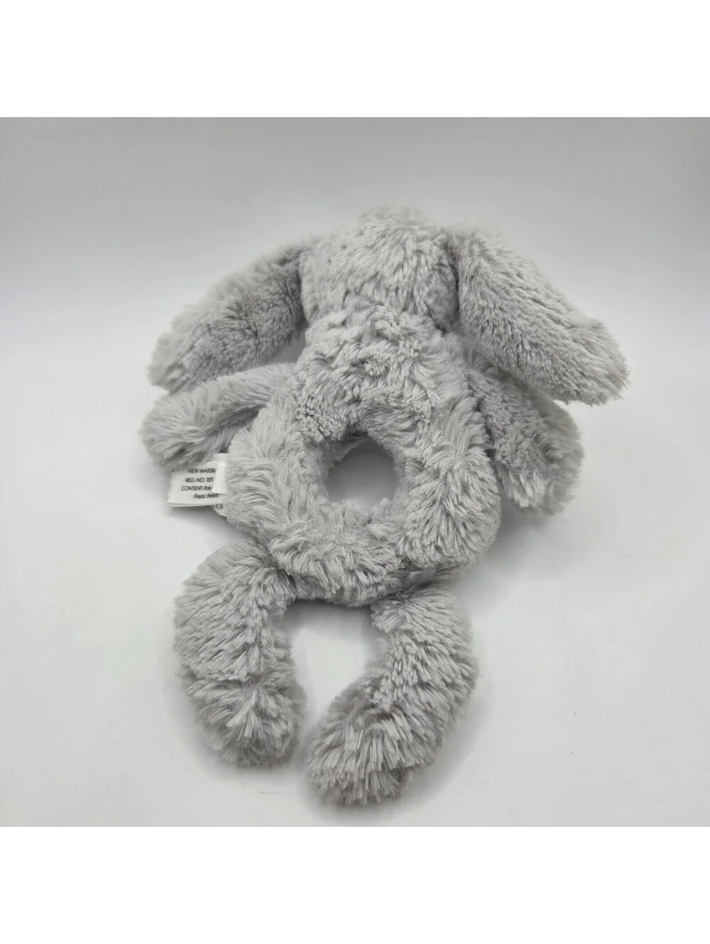 Jellycat Bashful Bunny Grabber Ring Baby Rattle Plush Lovey Stuffed Toy Grey